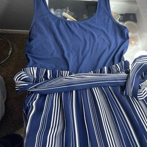 Blue white strap jumpsuit